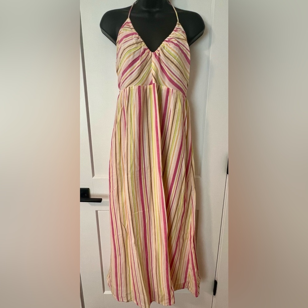 Old Navy Pink and Green Sleeveless Maxi Dress